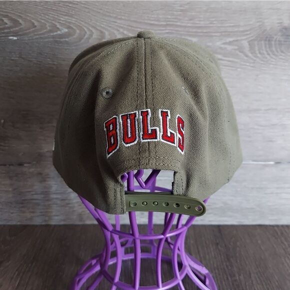 Ultra Game NBA Chicago Bulls Mens Snapback Hat Olive Green Cap - Picture 4 of 6